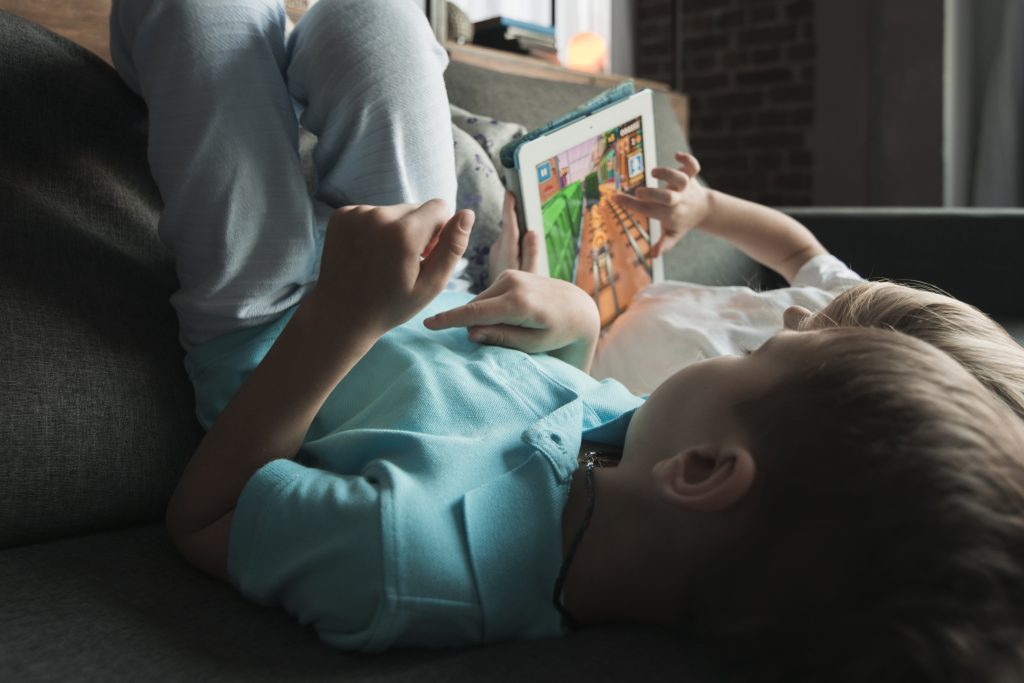 technology concept with boy